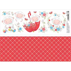 Лист с картинками 10х30 см "Детские приключения. Барашек и цветы" (ScrapMania) Лист с картинками 10х30 см "Детские приключения. Барашек и цветы" (ScrapMania)