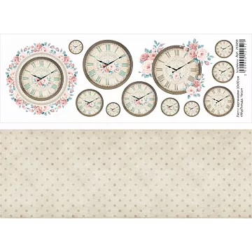 Лист с картинками 10х30 см "МурТильда. Часы" (ScrapMania)