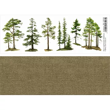 Лист с картинками 10х30 см "Тайга. Ели и сосны 2" (ScrapMania)