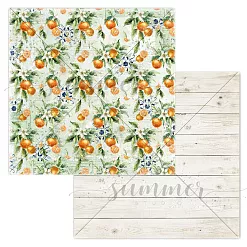 Бумага 30х30 см "Вкус лета. Апельсиновый фреш" (Summer Studio) Бумага 30х30 см "Вкус лета. Апельсиновый фреш" (Summer Studio)