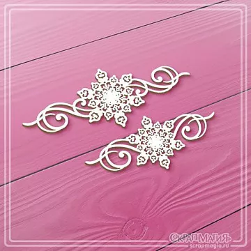 Чипборд "Ажурные снежинки с завитками 2", 8,5х3,3 см (СкрапМагия)