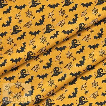 Отрез ткани 79х50 см "Хэллоуин на горчице" (Cotton)