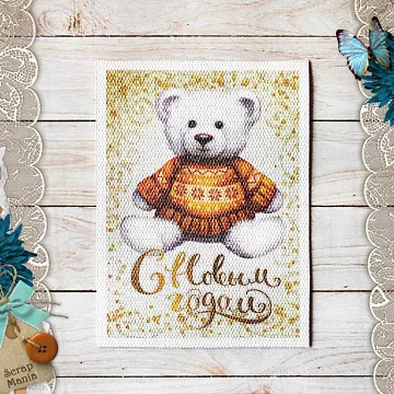 Тканевая карточка "Сканди Новый Год. Мишка" (ScrapMania)