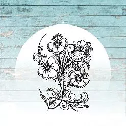Штамп "Птичка с цветами", 6х7,5 см (Креатив)