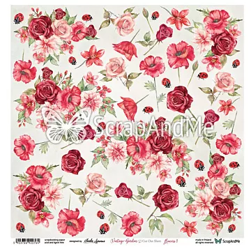 Бумага 30х30 см "Vintage Garden. Flowers " (ScrapAndMe)