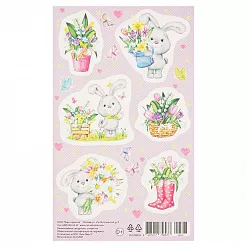 Наклейки 9,5х15,5 "Зайчик серый" (Мир открыток)