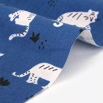 Отрез ткани 75х45 см "Лен. Doodling tiger blue" (Daily Like)