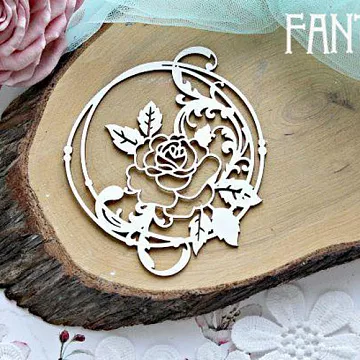Украшение из чипборда "Роза в рамке 747 " (Fantasy)
