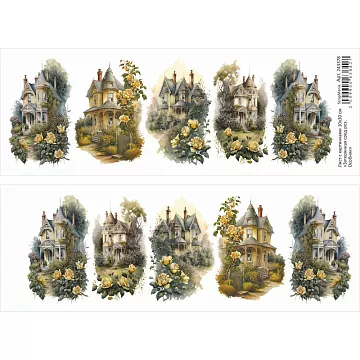 Лист с картинками 10х30 см "Затерянная среди роз. Особняк" (ScrapMania)