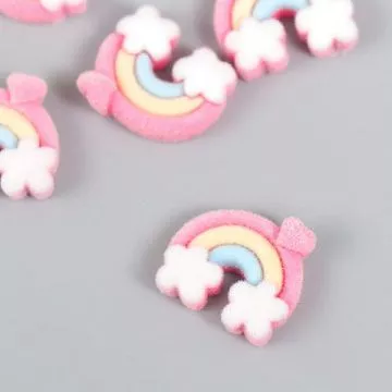 Акриловое украшение с флоком "Радуга с сердечком"", 1,7х2 см, 1 шт (АртУзор)