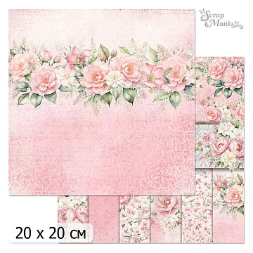 20х20 Бумага "Цветочный вернисаж. Розовый. Дизайн-Обложка" (ScrapMania)