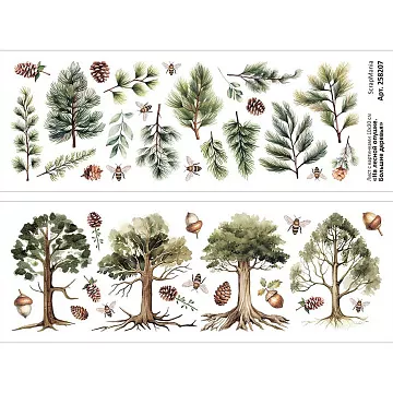 Лист с картинками 10х30 см "На лесной опушке. Большие деревья" (ScrapMania)