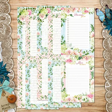 Набор листов 10х30 см "Обнимая счастье. Журналинг", 5 листов (ScrapMania)