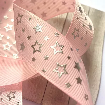 Лента репсовая "Звёздочки. Розовые", ширина 2,5 см, длина 1 м