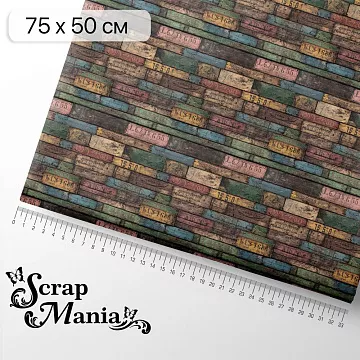 Отрез ткани 75х50 см "Старый архив. Потертые доски" (ScrapMania)