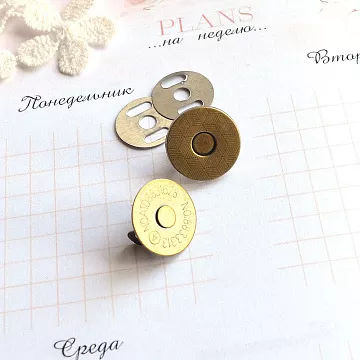 Набор магнитных застежек, диаметр 1,8 см, цвет бронза, 10 шт (Pty)