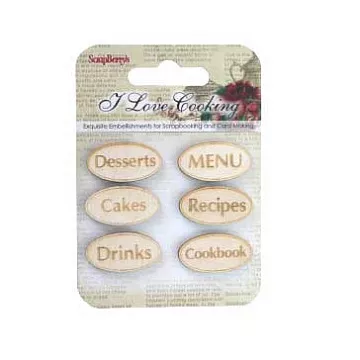 Набор деревянных украшений "Готовим Дома. Меню" на английском (ScrapBerry's)