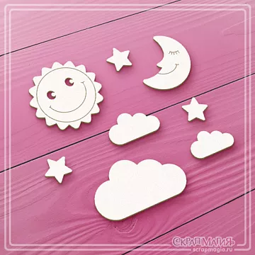 Набор украшений из чипборда "Солнце, луна" (СкрапМагия)