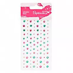 Набор страз "Звезды, сердечки, кружочки", цвет зеленый и розовый (DoCrafts)