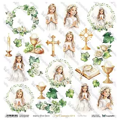 Бумага 30х30 см "White Roses. First Communion Girl 5" (ScrapAndMe)