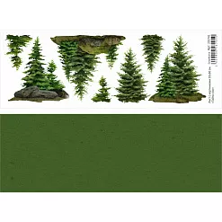 Лист с картинками 10х30 см "Тайга. Ели" (ScrapMania)