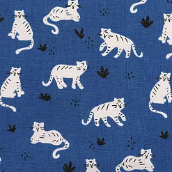 Отрез ткани 75х45 см "Лен. Doodling tiger blue" (Daily Like)