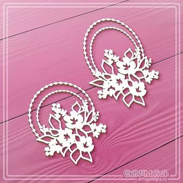 Чипборд "Изящные рамки с бусинками и букетами цветов", 5,2х6,5 см (СкрапМагия)