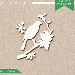 Украшение из чипборда "Птица на ветке 2" (ScrapКрым)