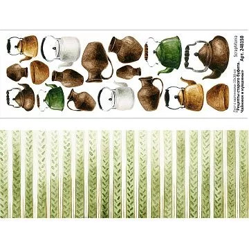 Лист с картинками 10х30 см "Рецепты старого буфета. Чайники и кувшины" (ScrapMania)