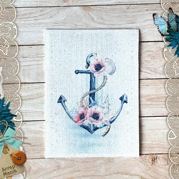 Тканевая карточка "Море, я скучала. Якорь" (ScrapMania)