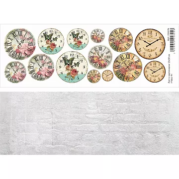 Лист с картинками 10х30 см "Часы 4" (ScrapMania)