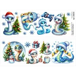 Лист с картинками 10х30 см "Змейки голубые" (ScrapMania)