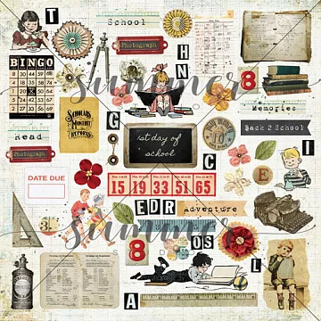 Бумага 30х30 см "Back to school. Лист для вырезания" (Summer Studio)