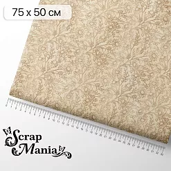 Отрез ткани 75х50 см "Сезон ромашек. Бежевые цветы" (ScrapMania)