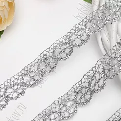 Кружево с люрексом "Серебро", ширина 2 см, длина 1 м Кружево с люрексом "Серебро", ширина 2 см, длина 1 м