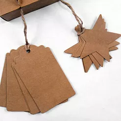 Набор крафт-ярлычков "Подарочные" с джутовым шпагатом и рафием (DoCrafts)