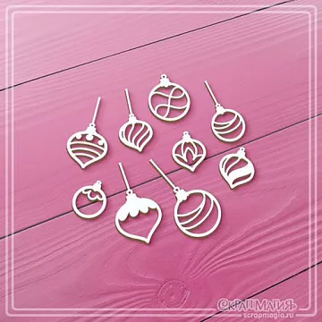 Чипборд "Новогодние украшения", 2х4 см (СкрапМагия)