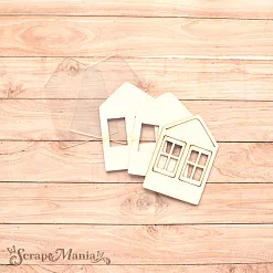 Чипборд "Имбирное Рождество. Шейкер. Дом с двумя окнами. Маленький" (ScrapMania)