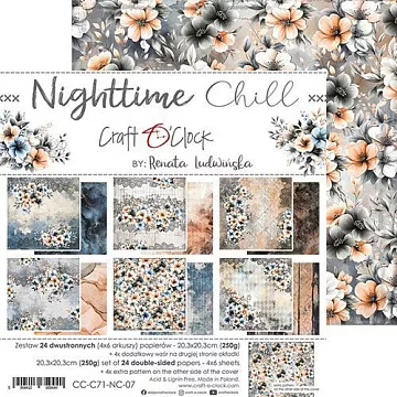 Набор бумаги 20х20 см "Nighttime chill", 24 листа (CraftO'clock)