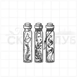 Штамп "Зачарованные колбы", 1х4,7 см (Скрапклуб)