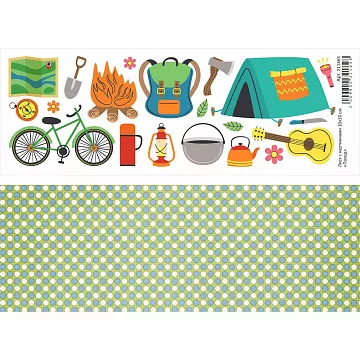 Лист с картинками 10х30 см "Поход" (ScrapMania)