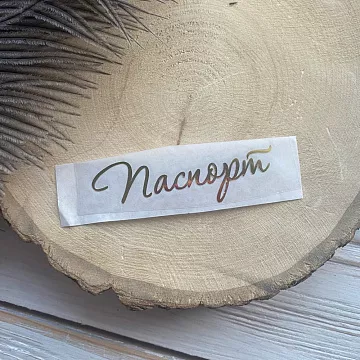 Термотрансферная наклейка "Надпись золотая. Паспорт", 6,5 см (Термо-Панда)