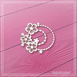 Чипборд "Круглая рамка из бусин с цветами", 5х5 см (СкрапМагия)