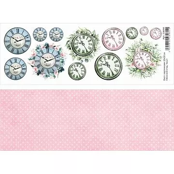 Лист с картинками 10х30 см "Весенний этюд. Часы" (ScrapMania)