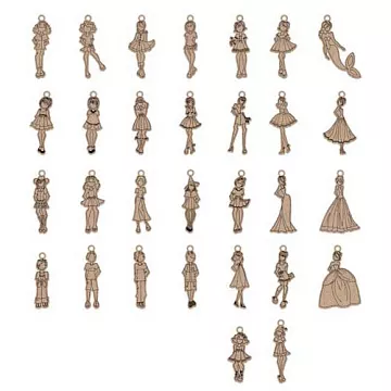 Набор деревянных украшений "Mini doll. Куколки"