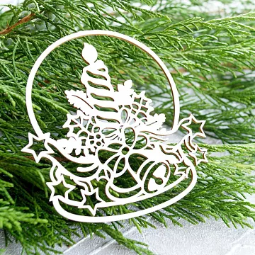 Чипборд "Шар со свечой 2", 8,2х8,8 см (LeoMammy)