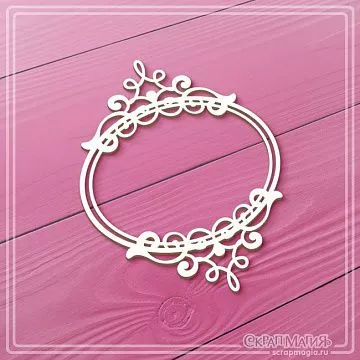Чипборд "Овальная рамка с завитками 3", 6,8х8,7 см (СкрапМагия)