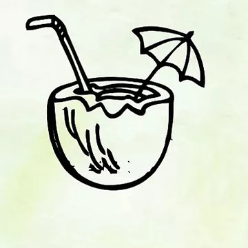 Штамп "Коктейль в кокосе", 2,5х2,5 см (Креатив)