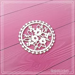 Чипборд "Круглая ажурная рамка с цветами", 6х6 см (СкрапМагия)