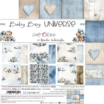 Набор бумаги 20х20 см "Baby Boy Universe", 24 листа (Craft O'Clock)